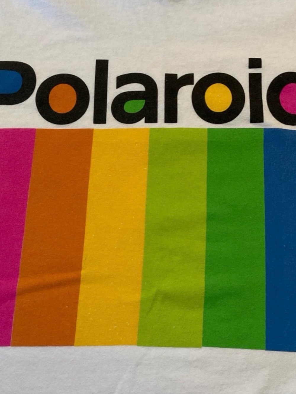 Polaroid Kids White Tee with Rainbow Stripe Bars